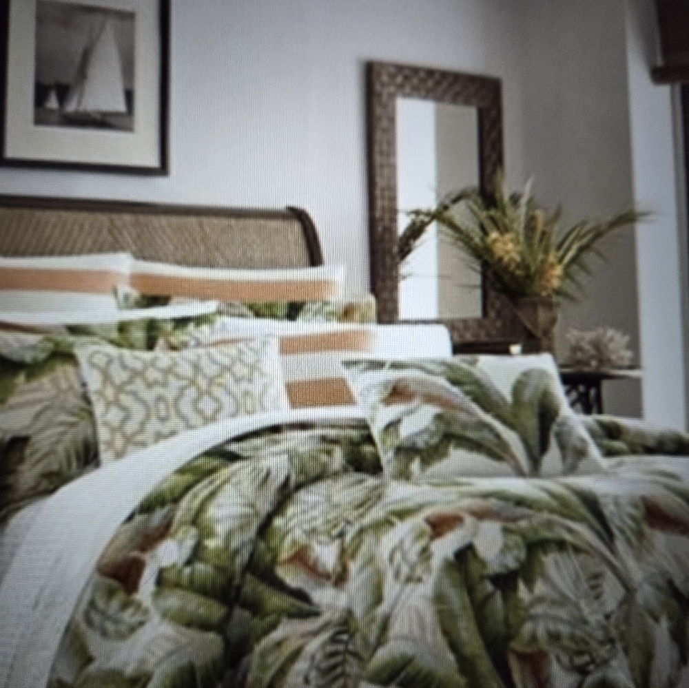 Tommy Bahama Green and Brown Leaf Comforter Set
